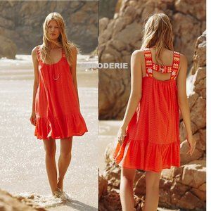 Anthropologie Coral Embroidered Tunic Dress